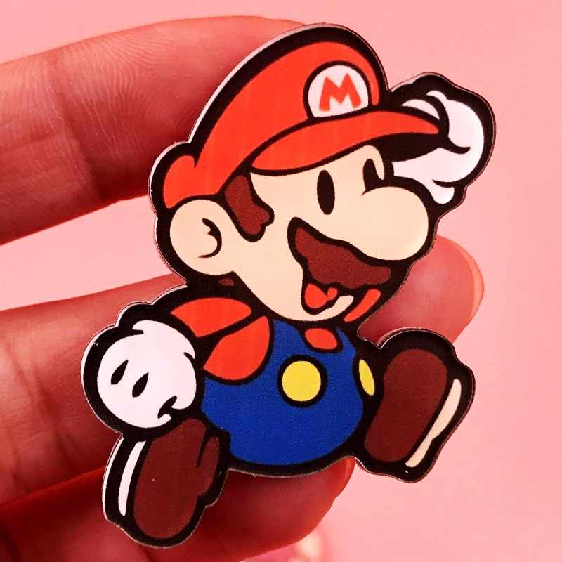 800x800 Mushroom Icon Pins Kawaii Super Mario Bros Acrylic Brooch