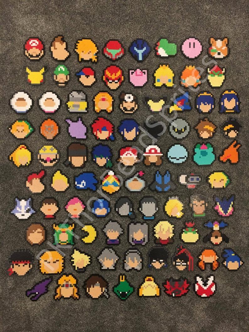 794x1059 Super Smash Bros Ultimate Keychains Stock Icon Bead Sprites Etsy