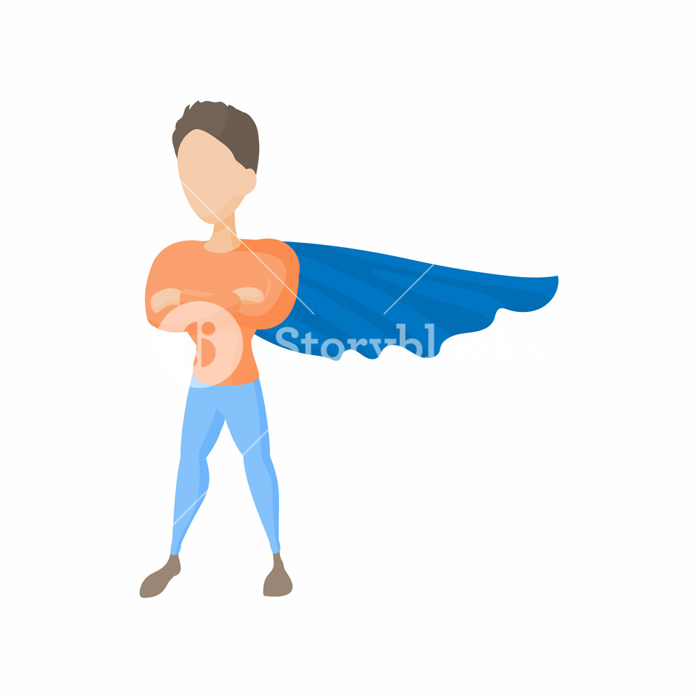 1000x1000 Superhero Icon In Cartoon Style On A White Background Royalty Free