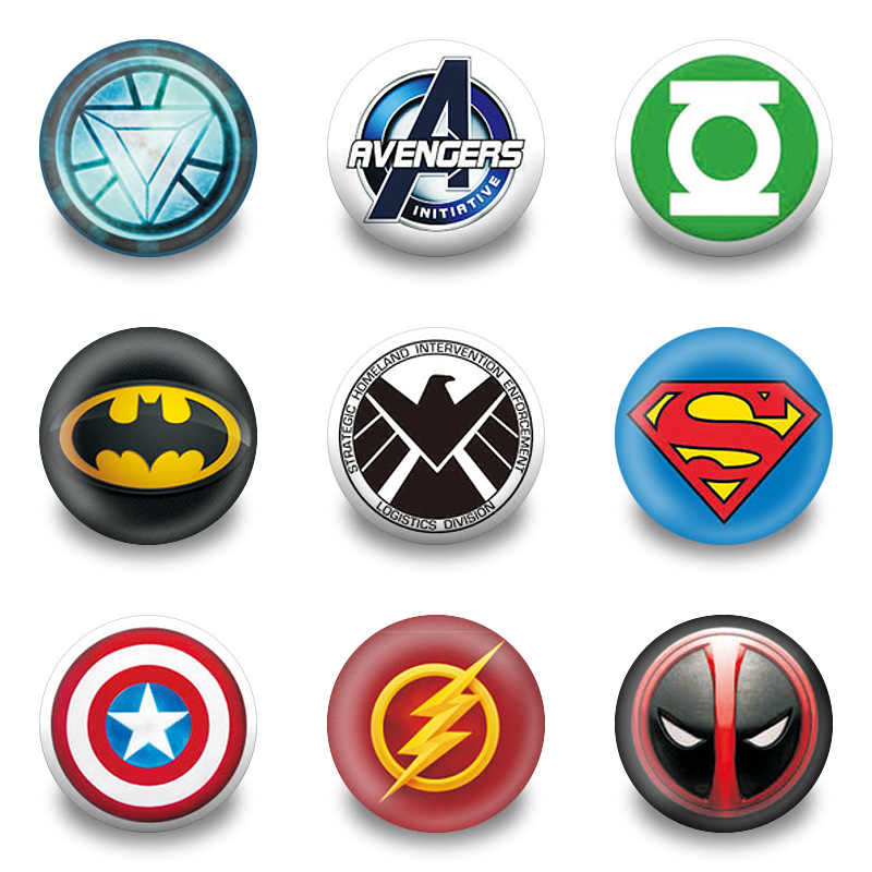 800x800 Superhero Avenger Symbol Cartoon Figure Icon Buttons Pin