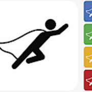 180x180 Businessman Superhero Icon Flat Graphic Design Art Print
