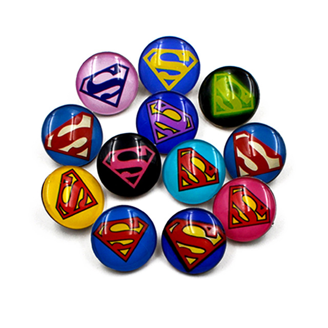 640x640 Nengdou Superman Icon Glass Brooch Round Badge Collar Scarf Pin