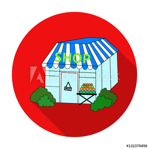 500x500 Supermarket Icon In Flat Style Isolated On White Background