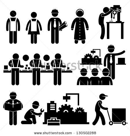 450x470 Factory Worker Engineer Manager Supervisor Working Stick Figure
