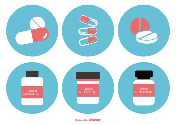 686x490 Flat Style Supplements Icon Collection