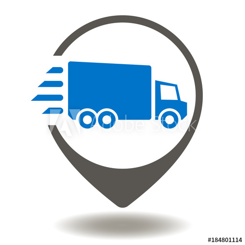 500x500 Truck Map Pointer Icon Vector Supply Chain Management