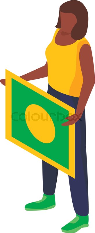 327x800 Brazil Woman Support Soccer Team Icon Stock Vector Colourbox