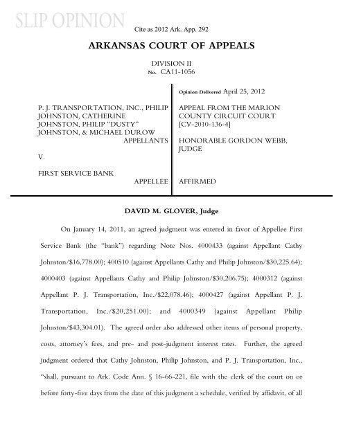 495x640 P J Transp Inc V First Serv Bank