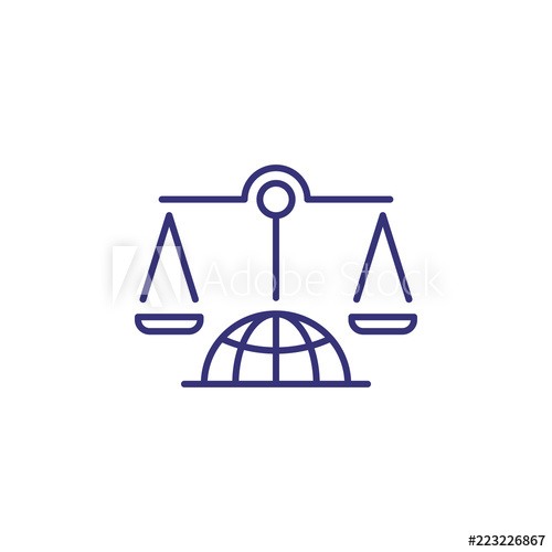 500x500 Scales On Globe Line Icon International Tribunal, Supreme Court