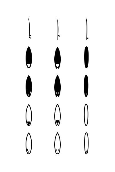 400x600 Surfboard, Icons, Surfing, Vector Art Print Surf Tattoo