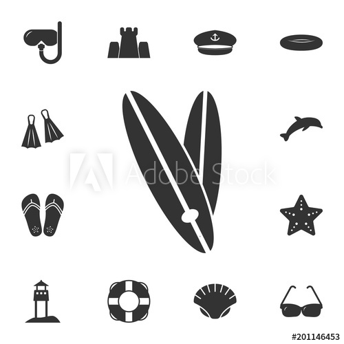 500x500 Surfboard Icon Detailed Set Of Summer Illustrations Premium