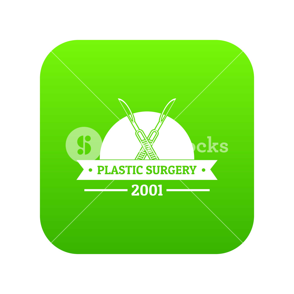 1000x1000 Plastic Surgery Icon Green Vector Isolated On White Background