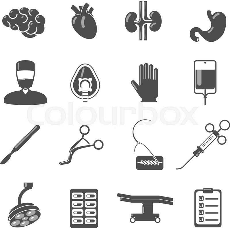 800x793 Surgery Icons Black Set With Brain Stock Vector Colourbox
