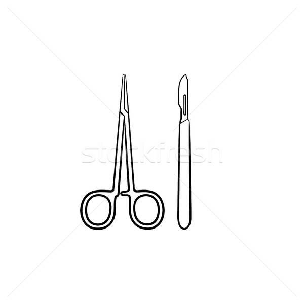 600x600 Surgery Tools Hand Drawn Outline Doodle Icon Vector Illustration