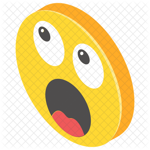 512x512 Surprised Face Emoji Icon Of Isometric Style