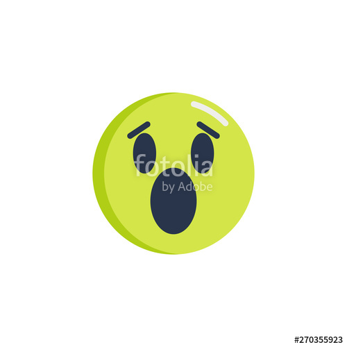 500x500 Surprised Face Emoticon Flat Icon, Anguished Emoji Face Vector