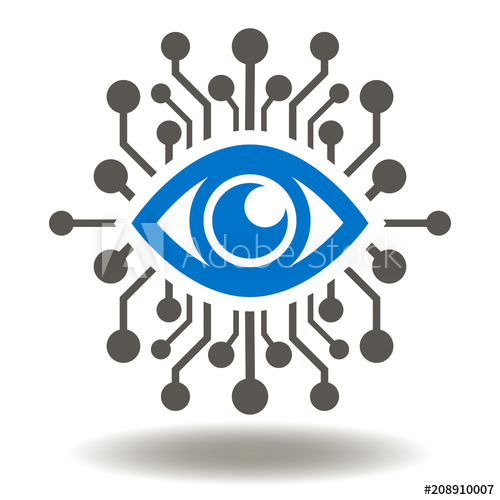 500x500 Eye Circuit Icon Vector Illustration Smart Machine Computing