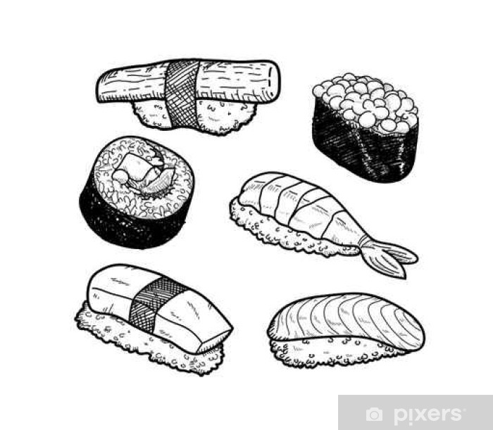 700x611 Sushi Icon Doodle Set, A Hand Drawn Vector Doodle Illustration