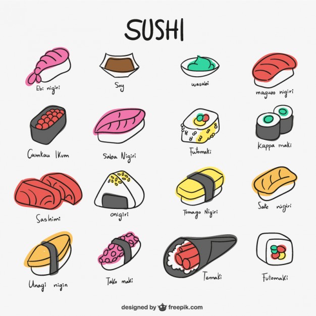 626x626 Sushi Icon Collection Stock Images