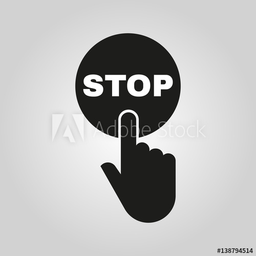 500x500 Hand Pressing A Button With The Text Stop Icon Halt, Suspend