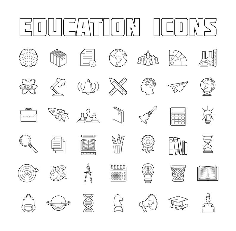 794x780 Education Icons Set Creativity Science Maths Etsy