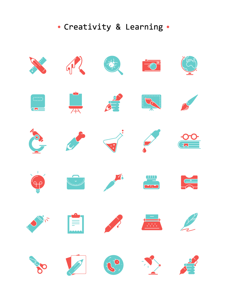 890x1208 Freebie Creativity Learning Icon Set