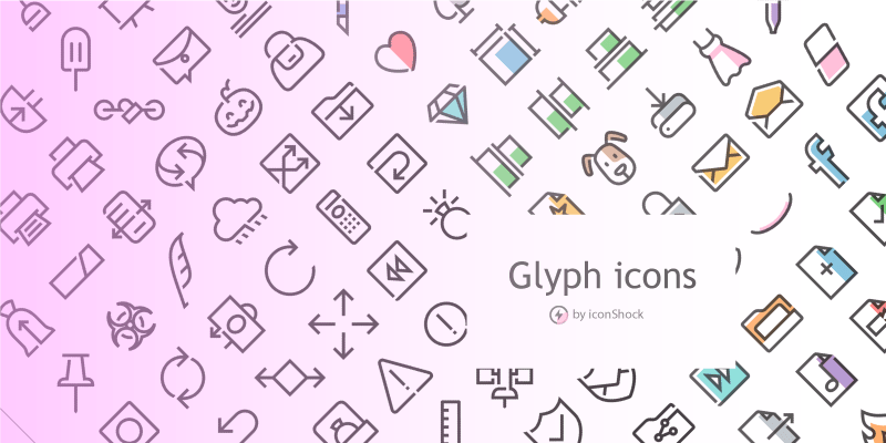 800x400 Glyph Icons Font Formats, Png Sizes, Black