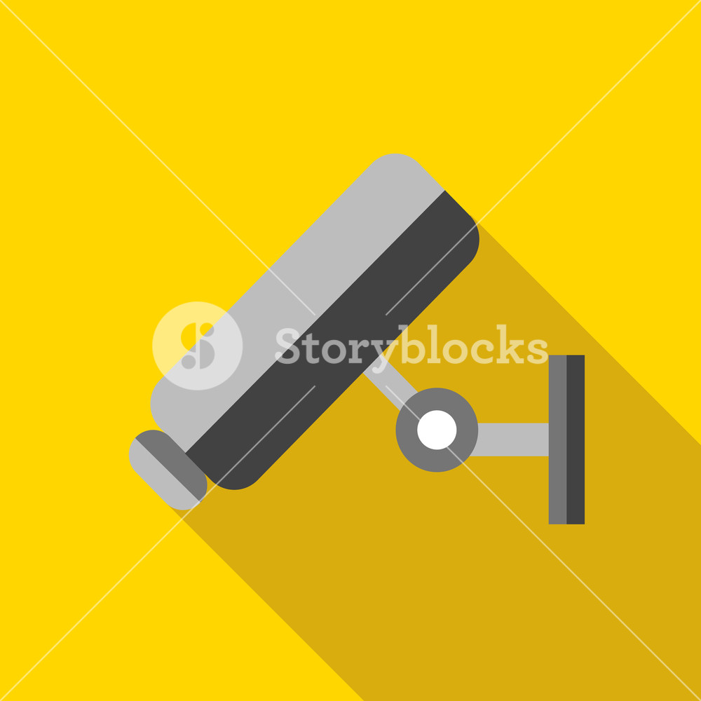 1000x1000 Video Surveillance Camera Icon In Flat Style With Long Shadow