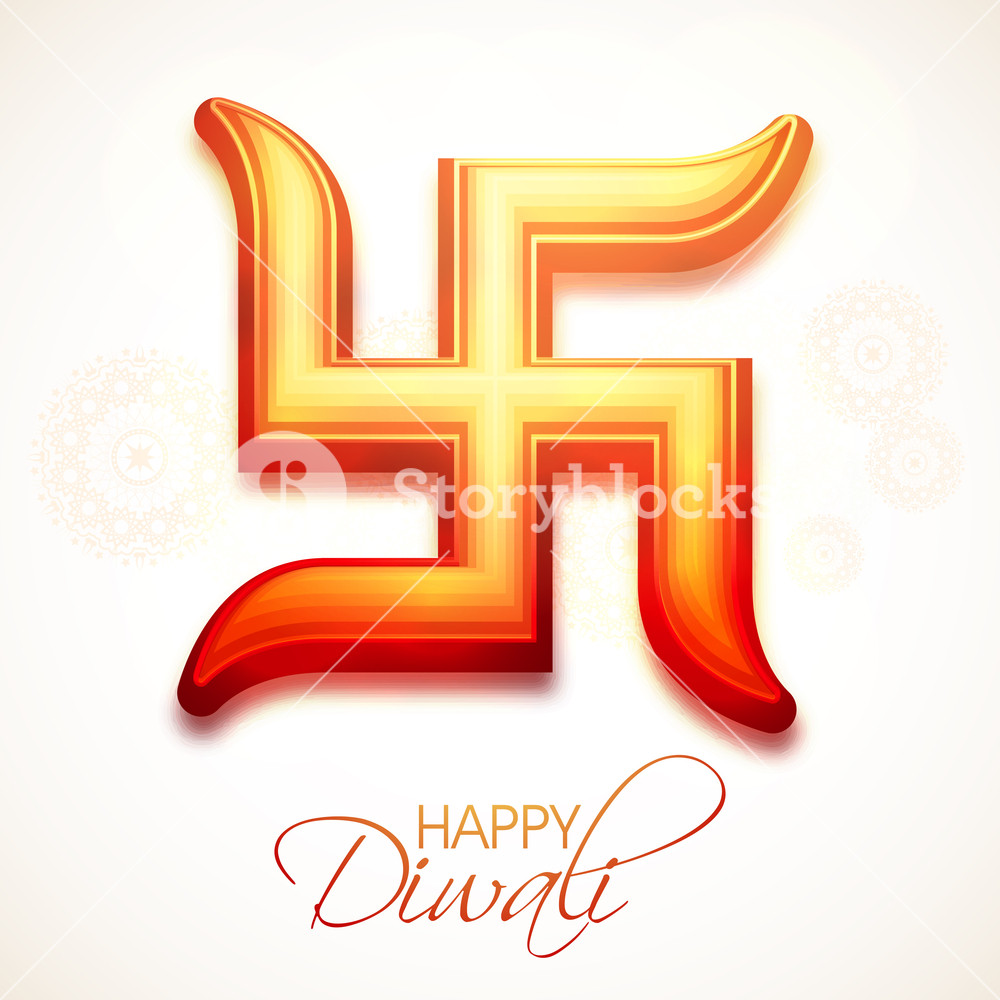 1000x1000 Glossy Swastika Symbol For Indian Festival Of Lights, Happy