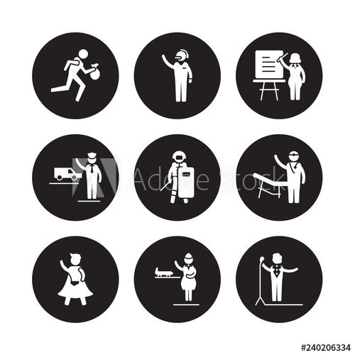500x500 Vector Icon Set Thief, Telemarketer, Superhero, Surgeon, Swat