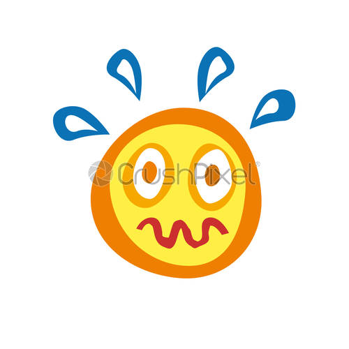 500x500 Vector Icon Summer, Sun Feels Warm And Sweat Drops, Stock Vector