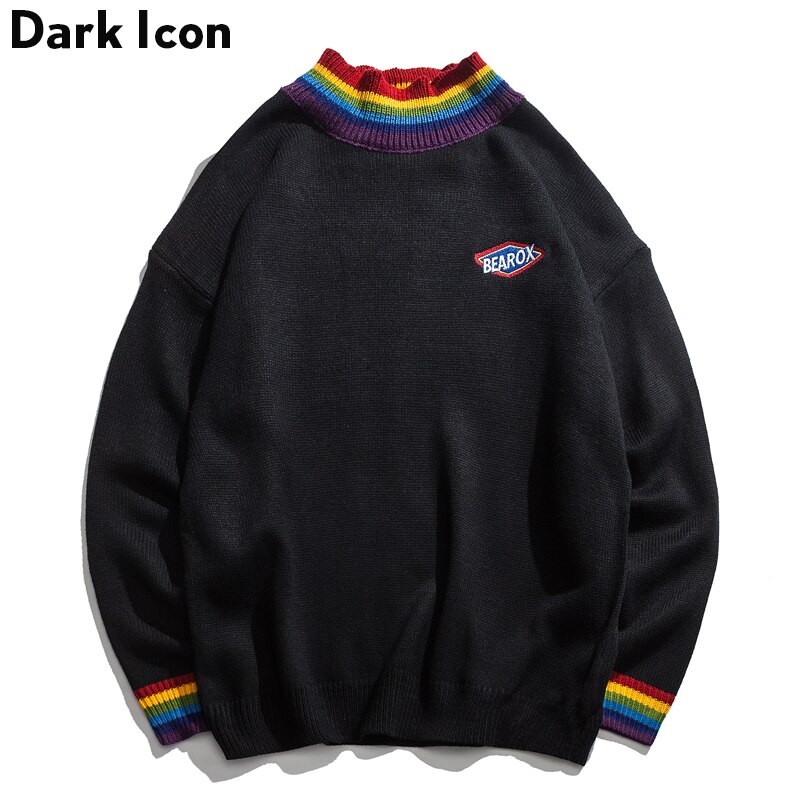 800x800 Dark Icon Rainbow Collar Pullover Men's Sweater Winter Loose