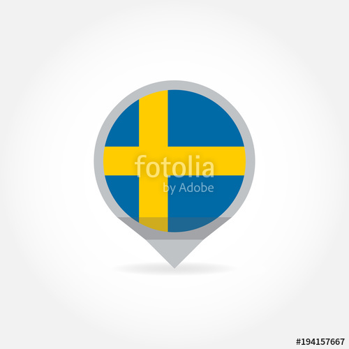 500x500 Flag Of Sweden Icon In Shape Of Map Pointer Or Marker Swedish