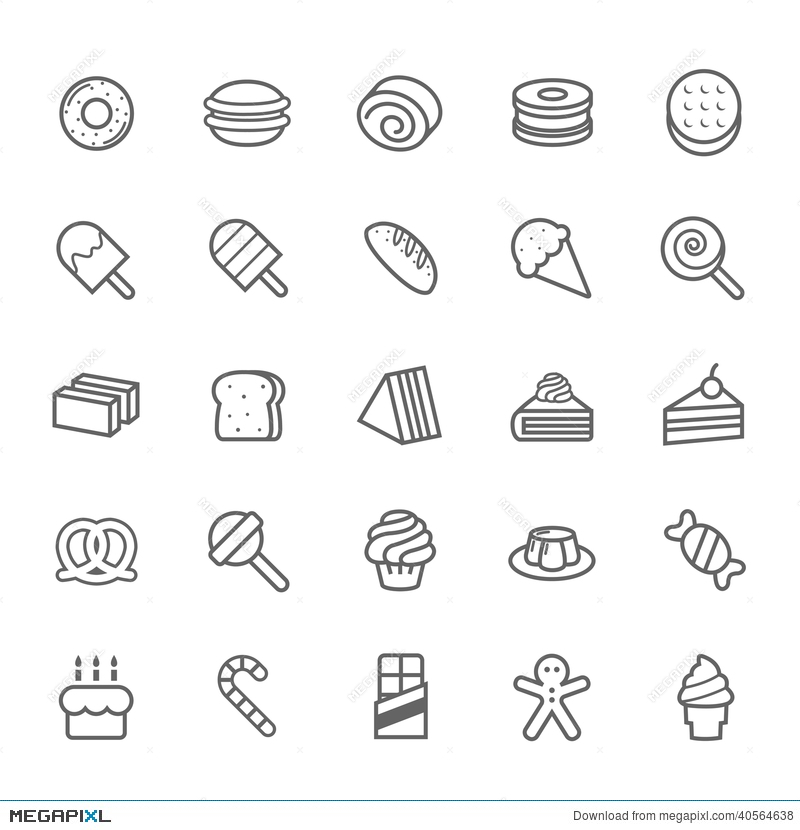 800x830 Set Of Outline Stroke Dessert And Sweet Icon Illustration