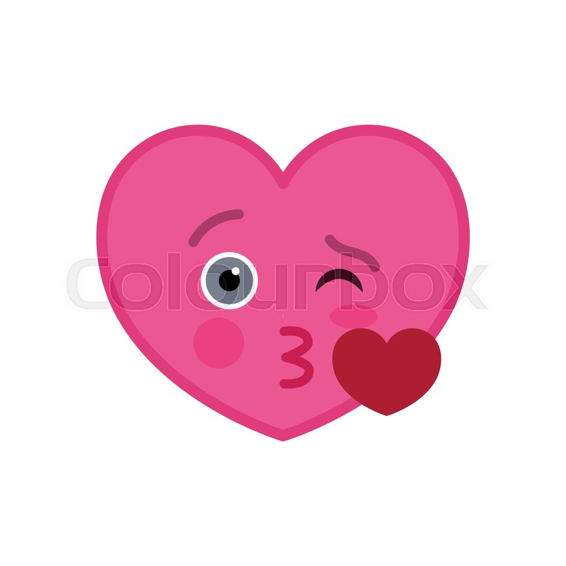 800x800 Kissing Heart Shaped Funny Emoticon Stock Vector Colourbox