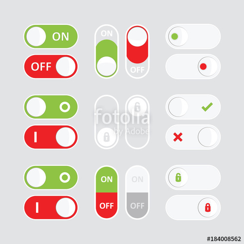 500x500 Set Of Colorful Toggle Switch Icons Flat Icon Switch Buttons