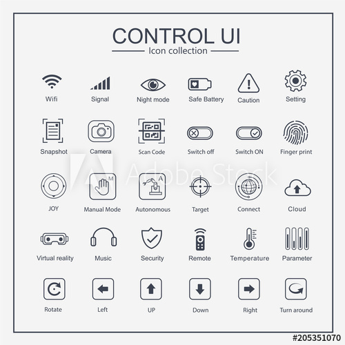 500x500 Control Ui Icon Collection Set, Joy, Arrow, Signal, Mode, Switch