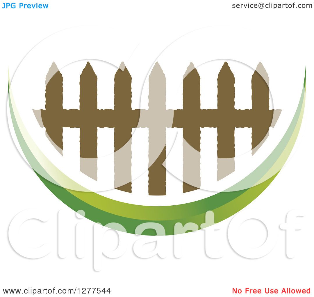 1080x1024 Clipart Of A Brown Picket Fence And Green Swoosh Icon