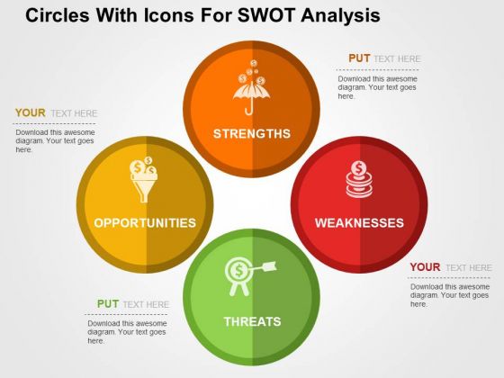 Circles With Icons For Swot Analysis Powerpoint Template 560x420 Circles With Icons For Swot Analysis Powerpoint Template