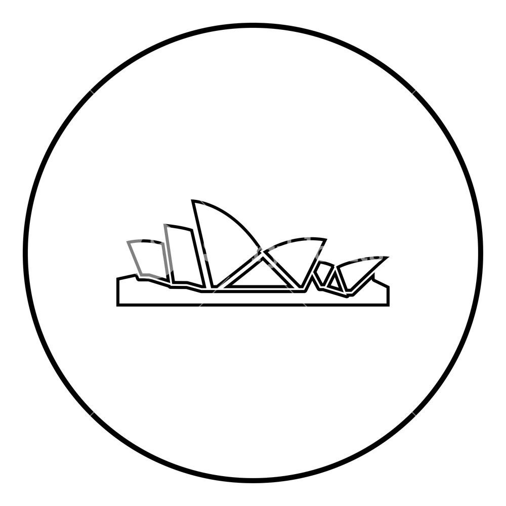 1000x1000 Sydney Opera House Icon Black Color In Circle Round Outline