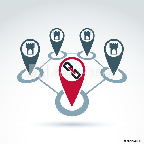 Linked Towns Symbolic Icon, Connected Small Localities Or Villag 500x500 Linked Towns Symbolic Icon, Connected Small Localities Or Villag