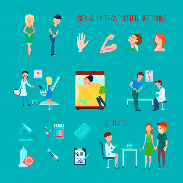 626x626 Colored Flat And Isolated Sexual Health Diseases Icon Set