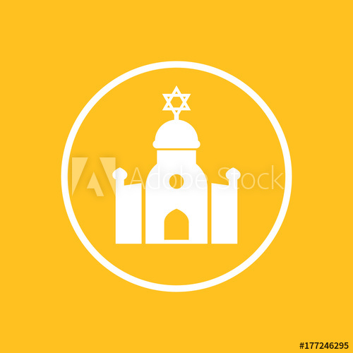 500x500 Synagogue Icon In Circle, Jewish House Of Prayer Sign