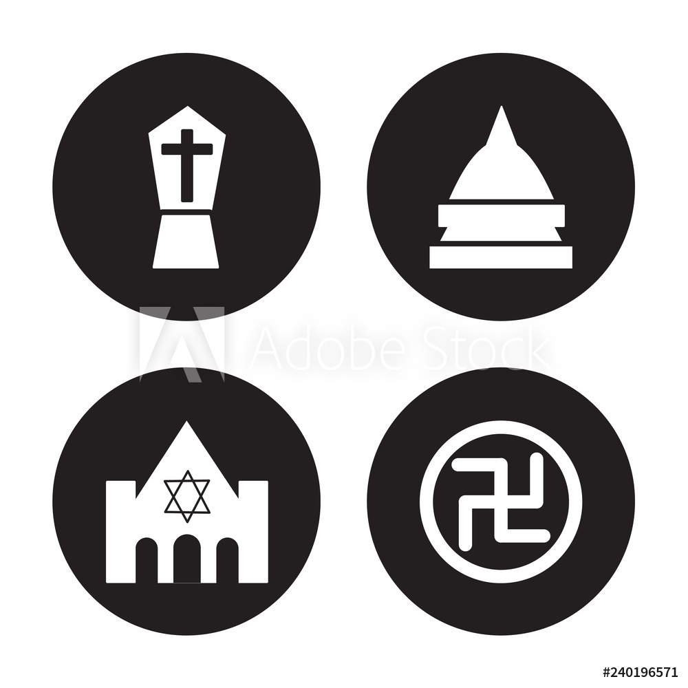 1000x1000 Photo Art Print Vector Icon Set Tombstone, Synagogue, Temple
