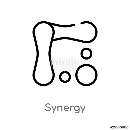 500x500 Outline Synergy Vector Icon Isolated Black Simple Line Element