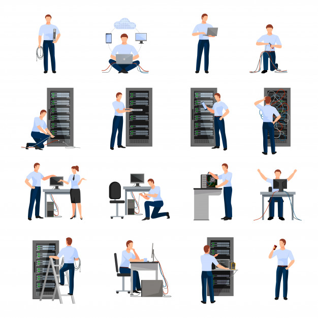 626x626 System Administrator Flat Icons Set Vector Free Download