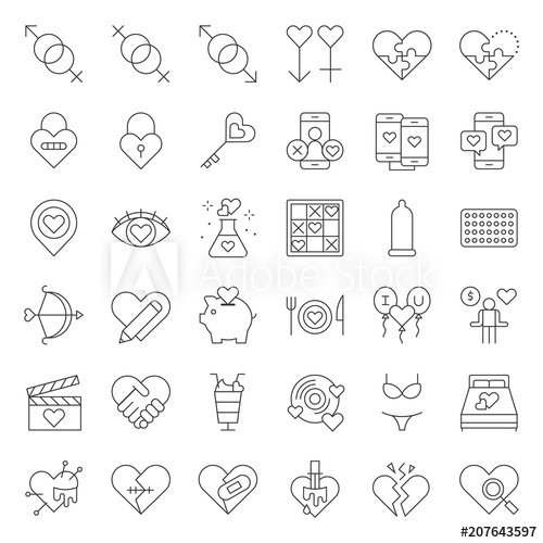 500x500 Valentine, Dating, Love And Romance Line Icon Size Px, Drawing
