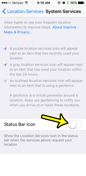 300x610 How To Hide The Status Bar Icon When Iphone System Services Are