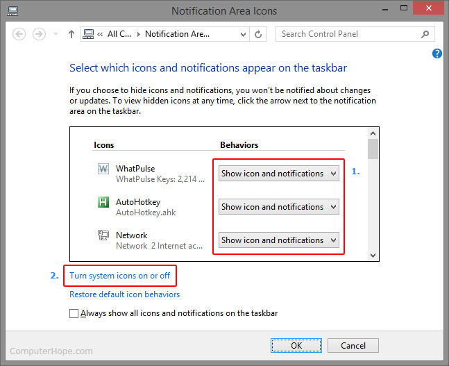 How To Hide And Show Icons In My Windows Notification Area 647x527 How To Hide And Show Icons In My Windows Notification Area