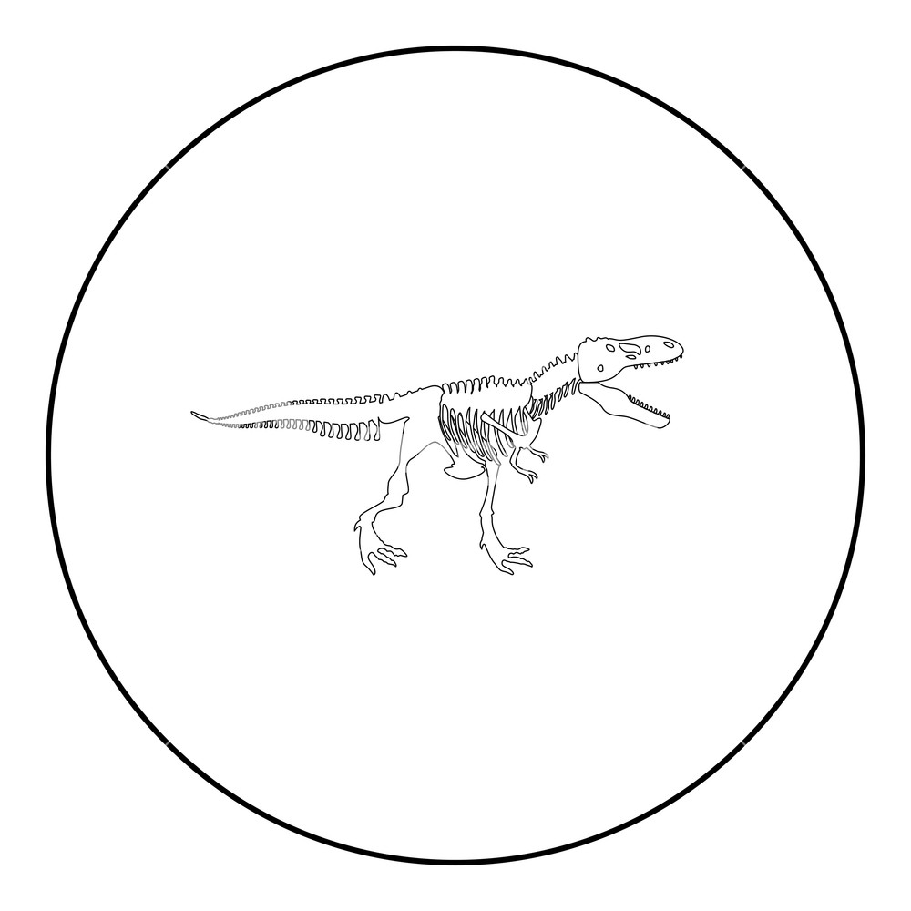1000x1000 Dinosaur Skeleton T Rex Icon Black Color In Round Circle Outline